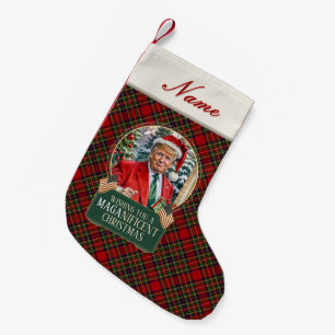 Trump MAGA Christmas Royal Stewart Tartan Kariert Kleiner Weihnachtsstrumpf