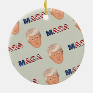 Trump MAGA Pattern Keramik Ornament