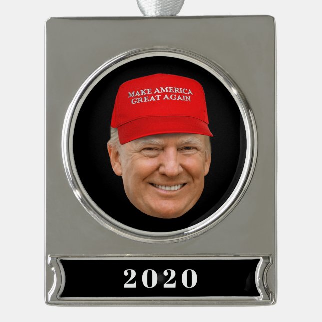 TRUMP MAGA Weihnachten Banner-Ornament Silber (Vorderseite)