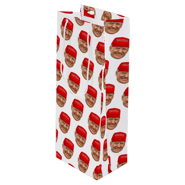 TRUMP MAGA Weihnachten Geschenktüte Für Weinflaschen (Vorderseite Schrägansicht)