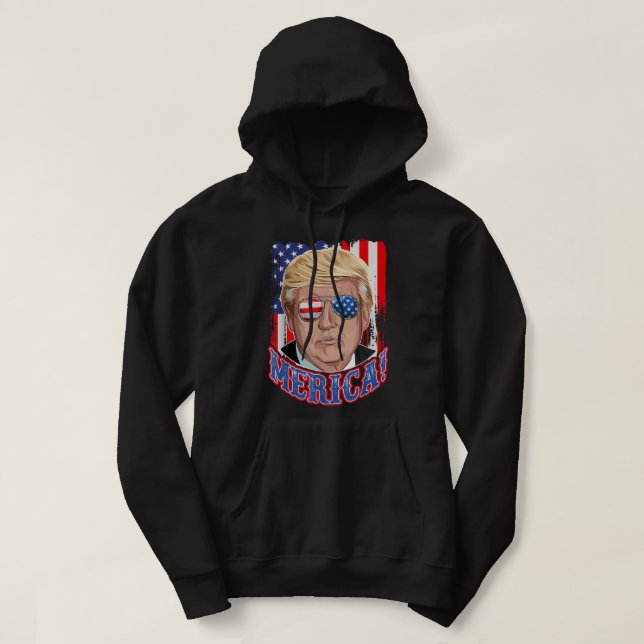 Trump Merica 4. Juli Amerikanische Flagge Murica ' Hoodie (Design vorne)