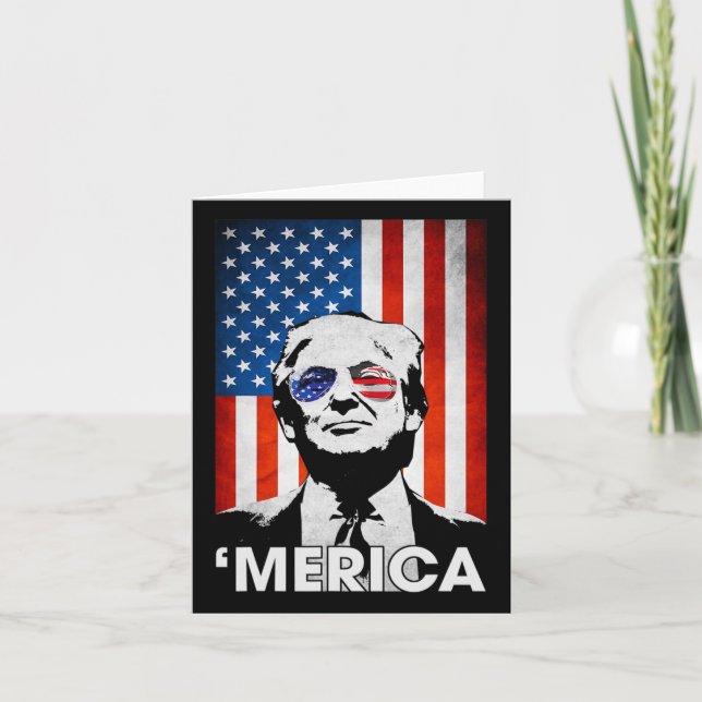 Trump Merica American Flag 4. Juli Murica Patr Karte (Vorderseite)