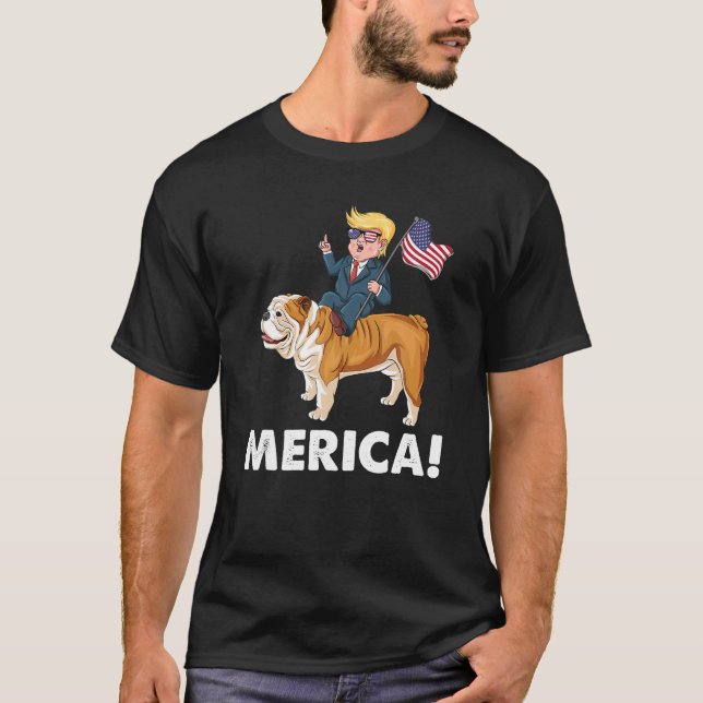 Trump Merica English Bulldog Dog American Hero 4th T-Shirt (Vorderseite)