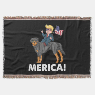 Trump Merica Rottweiler Dog American Hero Decke