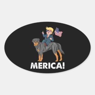Trump Merica Rottweiler Dog American Hero Ovaler Aufkleber
