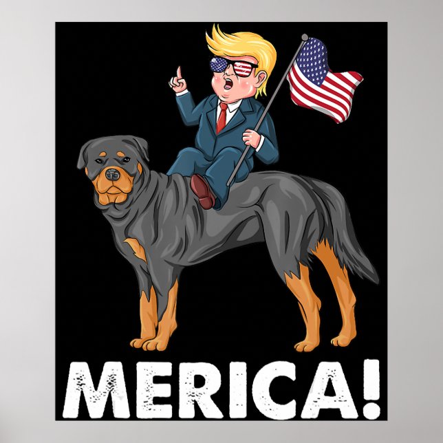 Trump Merica Rottweiler Dog American Hero Poster (Vorne)