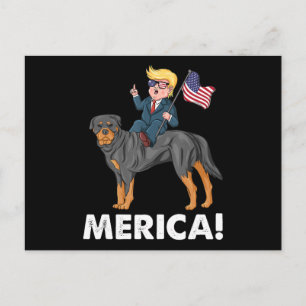 Trump Merica Rottweiler Dog American Hero Postkarte