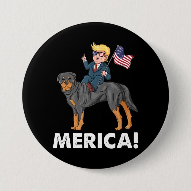 Trump Merica Rottweiler Hund Amerikanischer Held Button (Vorderseite)