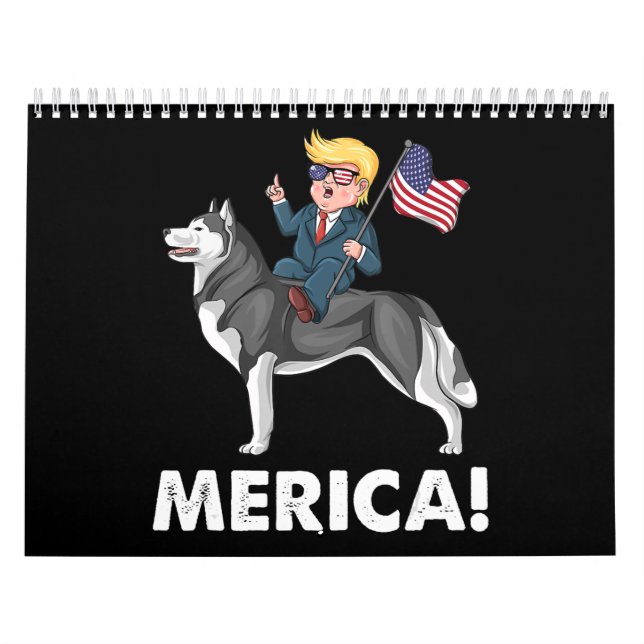 Trump Merica Siberischer Husky Hund amerikanischer Kalender (Titelbild)