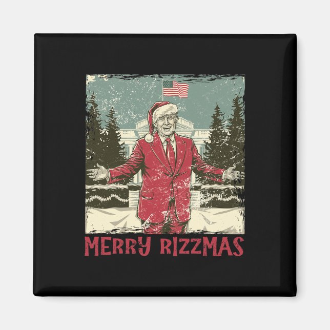 Trump Merry Rizzmas Funny Humour Trump Tance Chr Magnet (Vorne)
