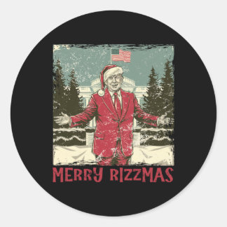 Trump Merry Rizzmas Funny Humour Trump Tance Chr Runder Aufkleber