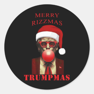 Trump Merry Rizzmas Trumpmas Funny Christmas Bubbl Runder Aufkleber