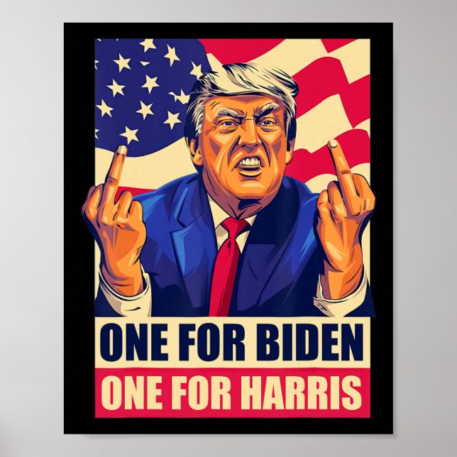 Trump Middle Finger Biden Harris America Republike Poster (Vorne)