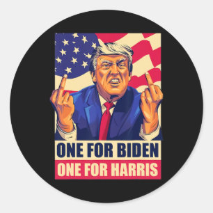 Trump Middle Finger Biden Harris America Republike Runder Aufkleber