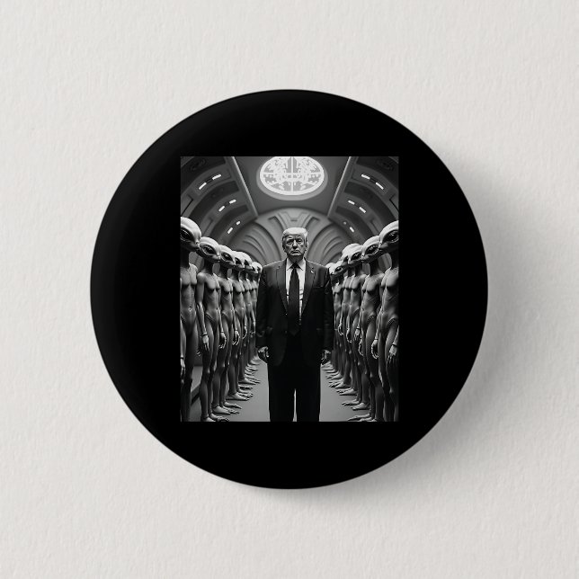 Trump Mit Außerirdischen Verschwörungstheorie Ufo  Button (Vorderseite)