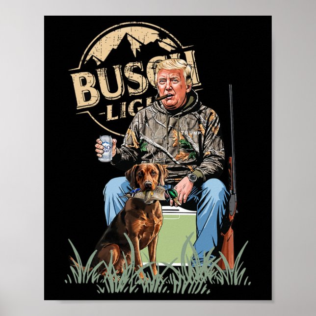 Trump mit der Hundepuppe führt Camouflage der Jagd Poster (Vorne)