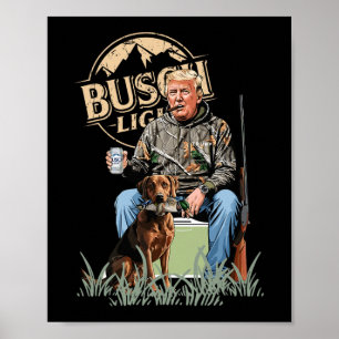 Trump mit der Hundepuppe führt Camouflage der Jagd Poster