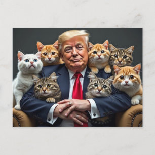 TRUMP MIT KATZEN 2024 POSTCARD POSTKARTE
