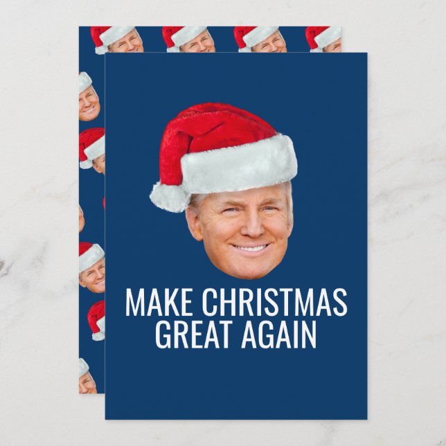 Trump mit Weihnachtsmannmütze - Weihnachten wieder Einladung (Vorne/Hinten)