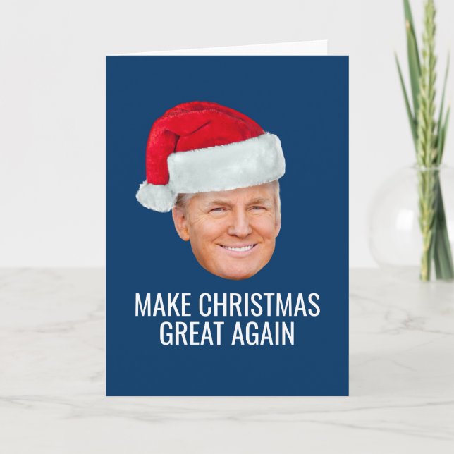 Trump mit Weihnachtsmannmütze - Weihnachten wieder Karte (Vorderseite)