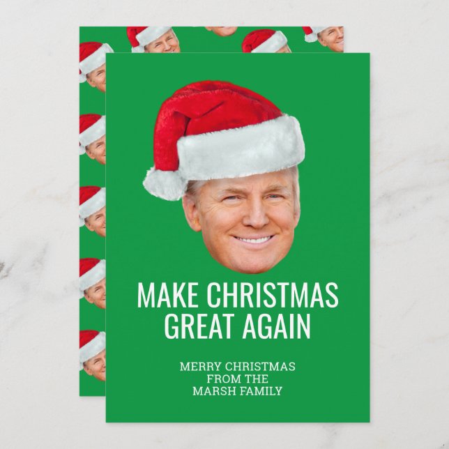 Trump mit Weihnachtsmannmütze - Weihnachten wieder Karte (Vorne/Hinten)