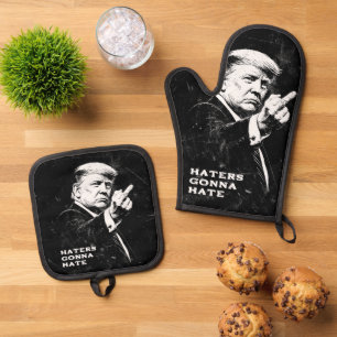 Trump Mittelfinger 2026 Meme Lustig Ofenhandschuh & Topflappen-Set