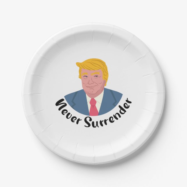 Trump Mugshot nie übergeben Pappteller (Vorderseite)