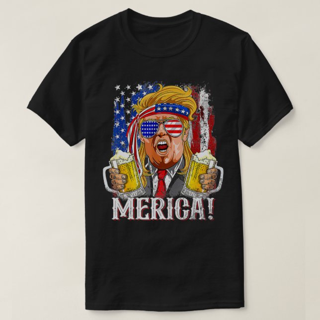 Trump Mullet 4. Juli USA Flag Merica T-Shirt (Design vorne)