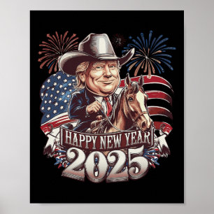 Trump Neues Jahr 2025 Patriotisches Pferd Trump Am Poster