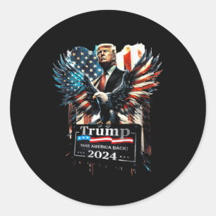 Trump nimmt Amerika zurück 2024 Eagle Us Flag (auf Runder Aufkleber