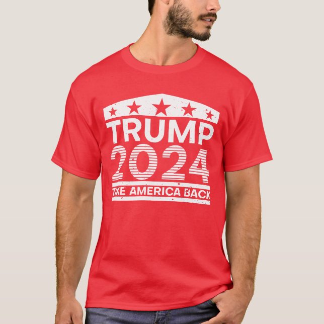 Trump nimmt die US-Fahne Trump 2024 zurück T-Shirt (Vorderseite)