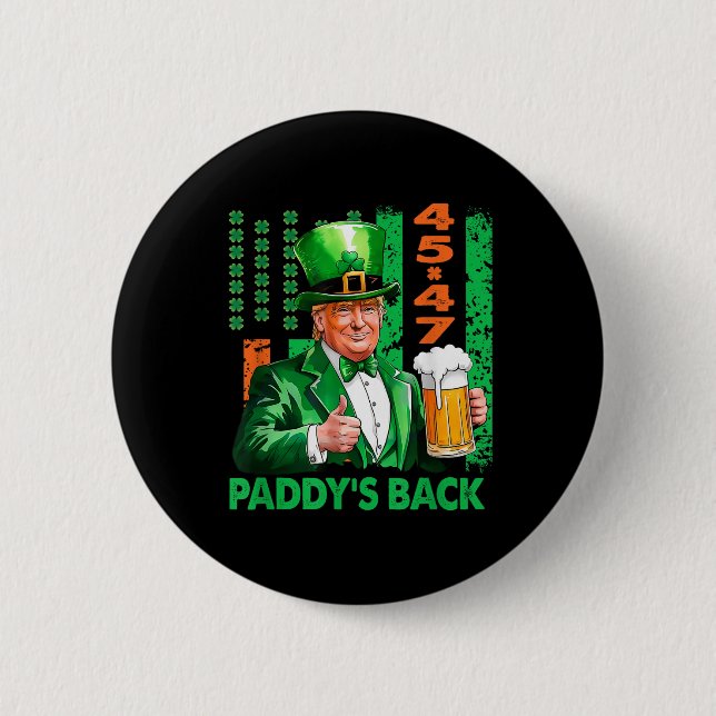 Trump Paddys Back 45 47 St Patricks Day Usa Button (Vorderseite)