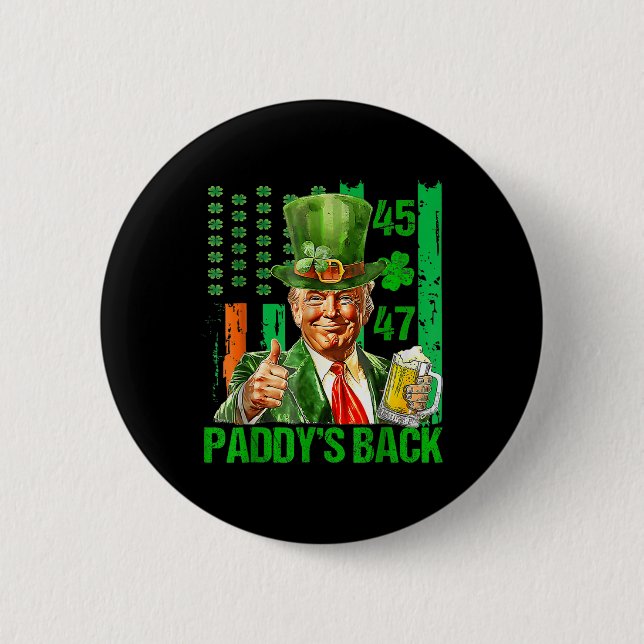 Trump Paddys Back 45 47 St Patricks Day Usa Button (Vorderseite)