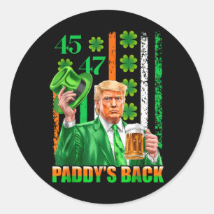 Trump Paddys Back 45 47 St Patricks Day Usa Runder Aufkleber
