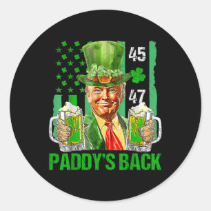 Trump Paddys Back 45 47 St Patricks Day Usa Runder Aufkleber