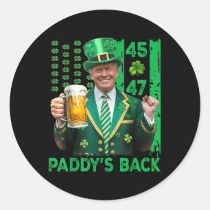 Trump Paddys Back 45 47 St Patricks Day Usa Runder Aufkleber