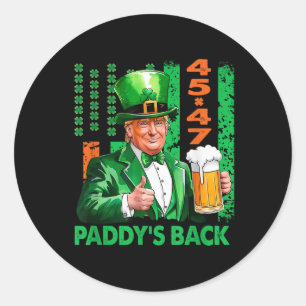 Trump Paddys Back 45 47 St Patricks Day Usa Runder Aufkleber