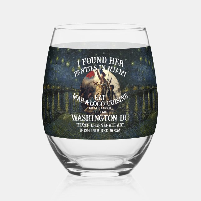 Trump Panties Miami Catholic Church White Weinglas Ohne Stiel (Rückseite)