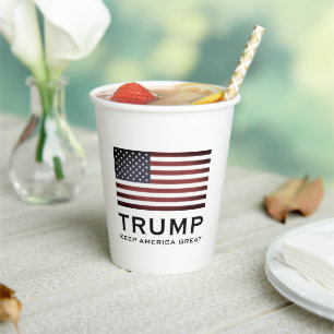 Trump-Party-Tassen mit US-Flagge - Behalt Amerika Pappbecher