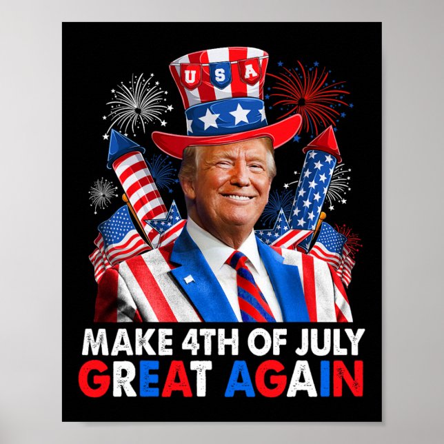 Trump Patriotic Feuerwerk macht 4. Juli Große AG Poster (Vorne)