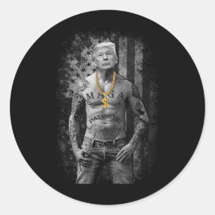 Trump Patriotic Gangster - Antiliberaler Republika Runder Aufkleber