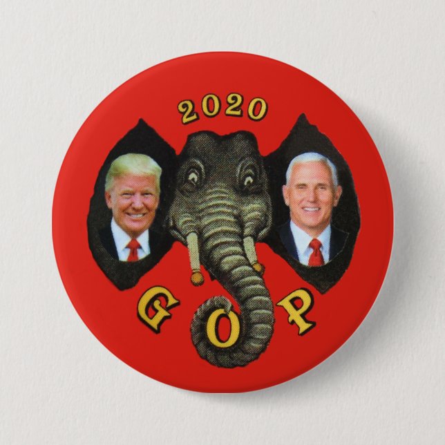 Trump Pence 2020 GOP-Elefant Button (Vorderseite)