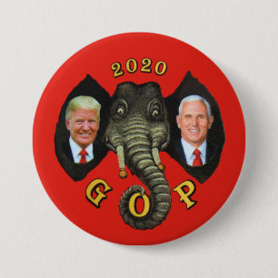 Trump Pence 2020 GOP-Elefant Button