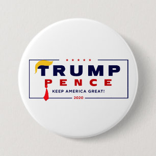 Trump Pence 2020 Rote Krawatte Gelbes Haar Button