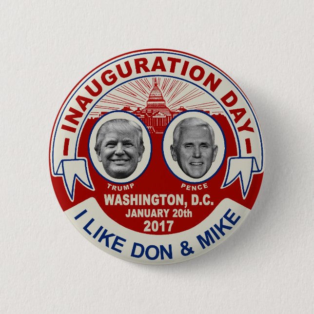 Trump Pence Retro Style Einweihungstag Souvenir Button (Vorderseite)