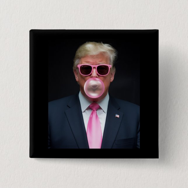Trump Pink Bubble Gum Präsident 47 USA Button (Vorderseite)