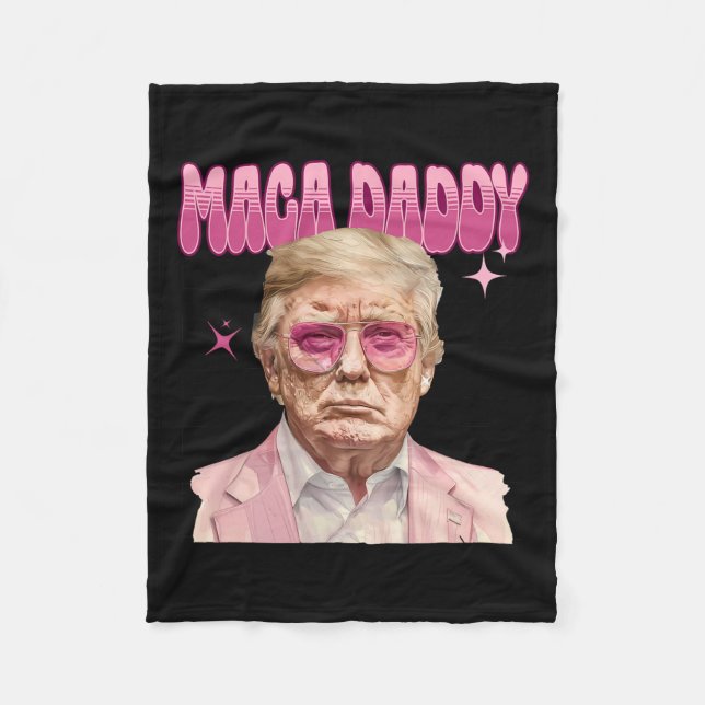 Trump Pink Sungles Maga Daddy Funny Trump 2024 Fleecedecke (Vorderseite)