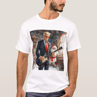 Trump Playing Electrical Guitar SANTA CLAUS Worksh T-Shirt