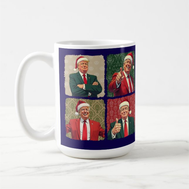 Trump Pop Art Christmas Mug Patriotic Holiday Kaffeetasse (Links)