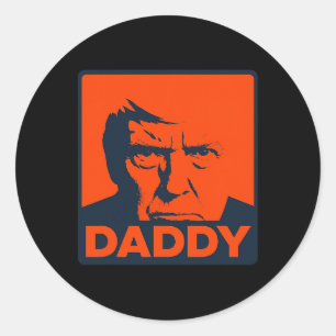 Trump Pop Art Parodie Gesicht mit fettem „Daddy“ T Runder Aufkleber